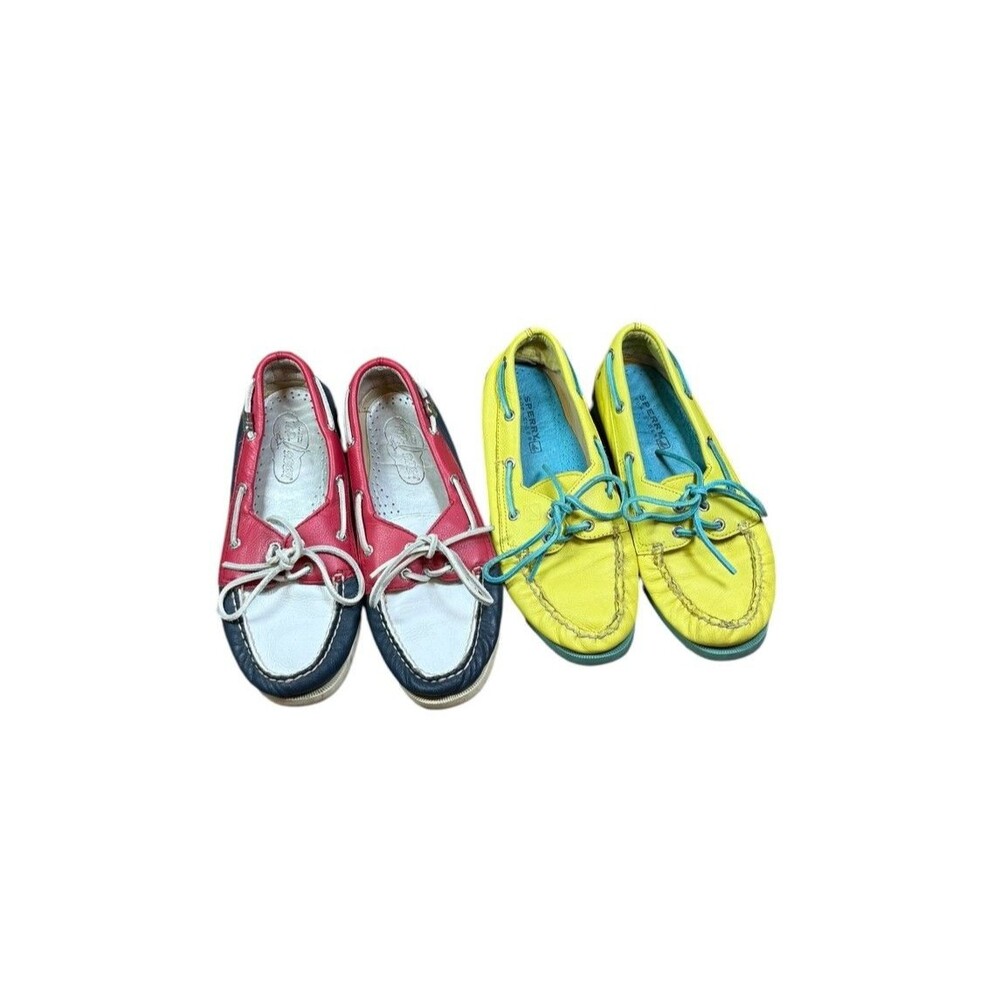 Sperry Women's Top Sider Leather Boat Shoes Lot Womens Size 8 Colorful Preppy